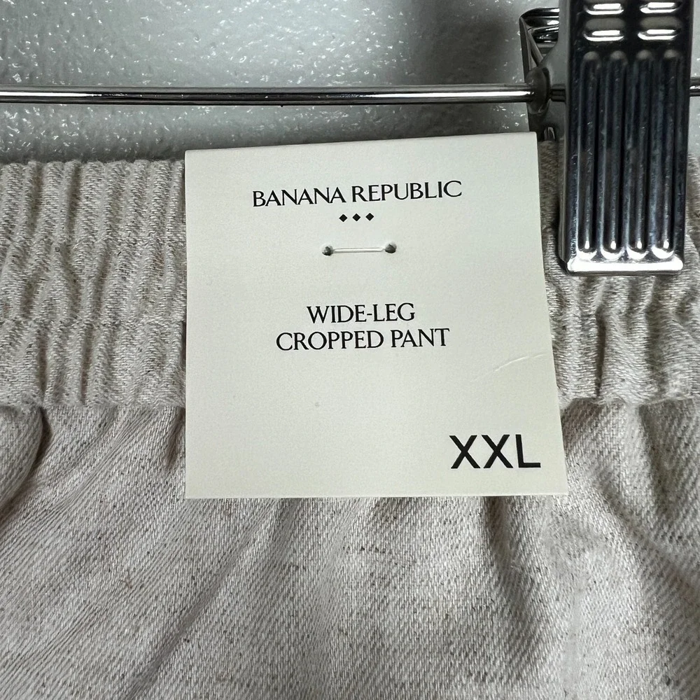 Banana Republic Wide Leg Cropped Pants Womens XXL Beige Linen Cotton Pull On New